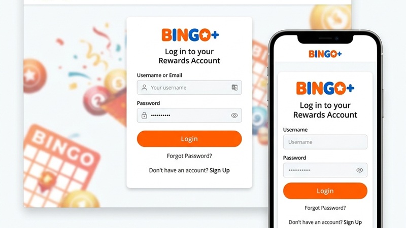 BingoPlus Reward Points Login Screen