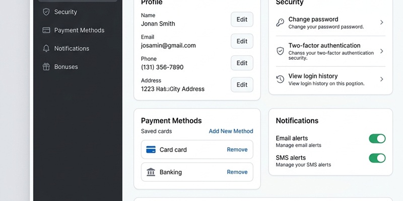 Casino Plus Account Settings Page