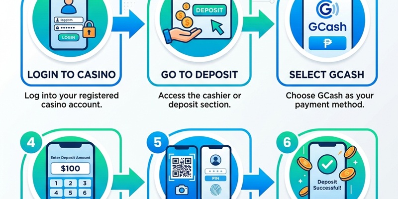 GCash Casino Deposit Process Infographic